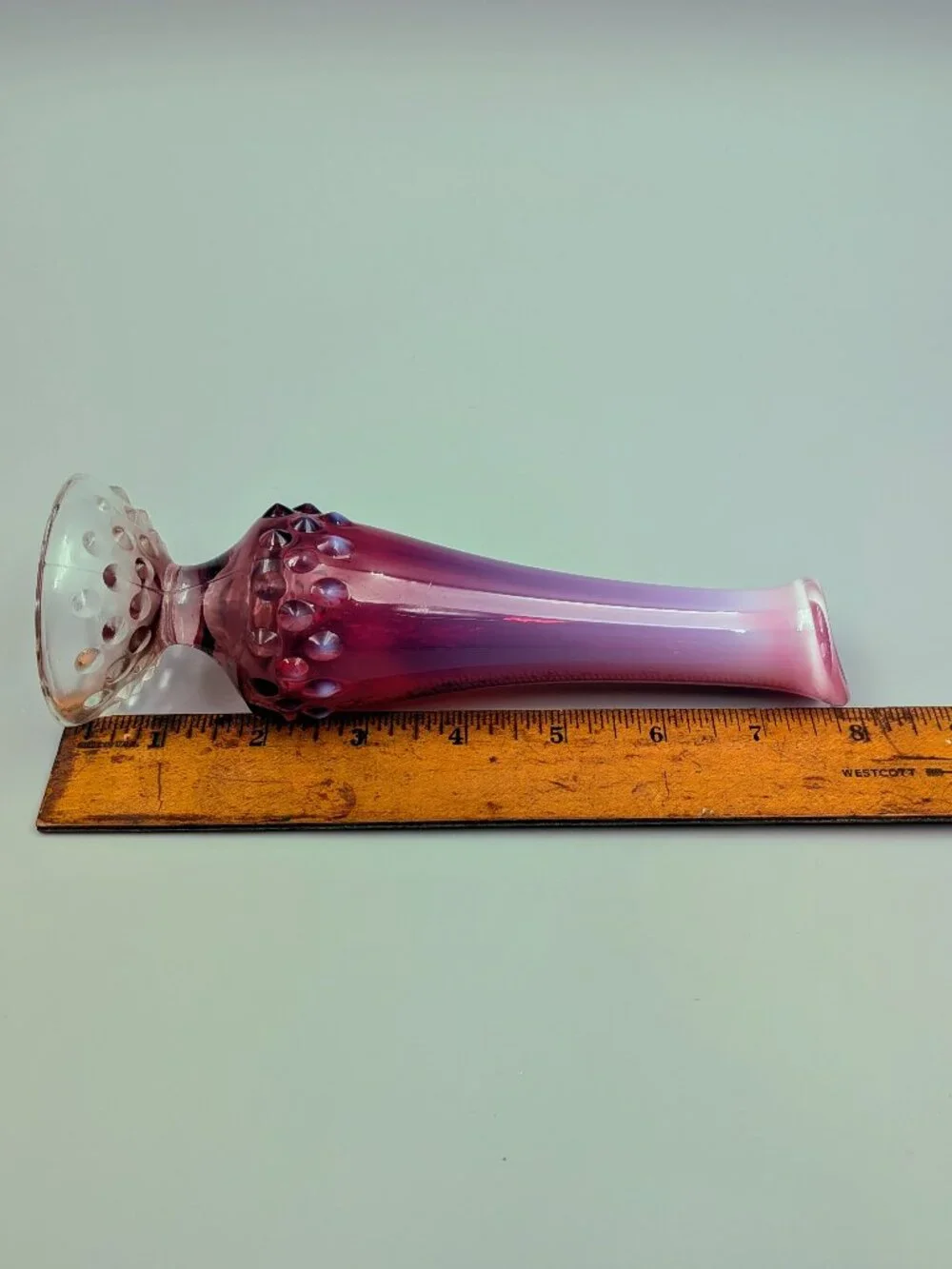 Vintage Fenton Plum Opalescent Hobnail  Bud Vase - Mid Century Art Glass